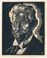 Dallos Hanna (1907-1944): Nagyvárosi magány. Fametszet, papír, jelzett a metszeten, kartonra ragasztva, 21x16 cm