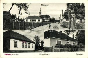 Nemesabony, Velke Blahovo; Katolikus kultúrház, községháza, utcakép / catholic cultural center, town hall, street