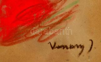 Vaszary jelzéssel: Elbújok egy könyv mögött, pasztell, farost, keretben, 48×33,5 cm