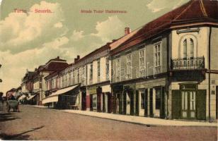 Turnu Severin, Szörényvár; Strada Tudor Vladimirescu, Editura Ad. Maier & D. Stern / street view, shops (EM)