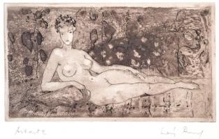 Láng Rudolf (1904-1991): Arxarte. Erotikus rézkarc, papír, jelzett, 18x12 cm