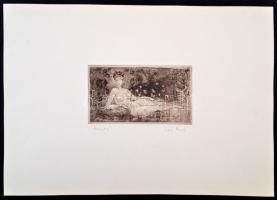 Láng Rudolf (1904-1991): Arxarte. Erotikus rézkarc, papír, jelzett, 18x12 cm