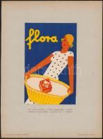 cca 1930-1940 Flora szappan, Irsai István plakátjának kicsinyített mása a Magyar Iparművészet mellékletében, felkasírozva