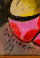 Scheiber jelzéssel: Trombitás Frédi, pasztell, papír, üvegezett fa keretben, 41,5×29 cm