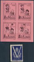 1939 Rampacher Pál vágott négyestömb + 1942 BUÉK bélyeg képeltolódással