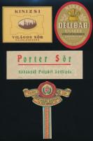 cca 1930 4 db magyar sörcímke: Porter sör, Kinizsi világos, Délibáb, különböző méretben