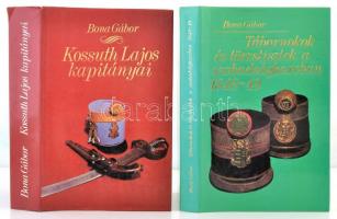 Bona Gábor könyvei, 2 db: Kossuth Lajos kapitányai. Bp., 1988, Zrínyi Katonai Kiadó. Kiadói egészvászon kötés, papír védőborítóval, jó állapotban. Tábornokok és törzstisztek a szabadságharcban 1848-49. Budapest, 1983, Zrínyi Katonai kiadó. Kiadói egészvászon kötés, kiadói papír védőborítóval, jó állapotban.