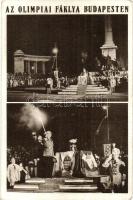 Az Olimpiai fáklya Budapesten; az 1936-os berlini olimpia / the Olympic flame in Budapest; the 1936 Summer Olympics in Berlin (kopott sarok / worn corner)