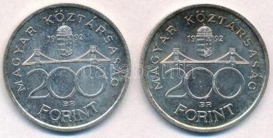 1992. 200Ft Ag "MNB" (2x) T:2 patina