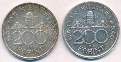 1992. 200Ft Ag "MNB" (2x) T:2 patina