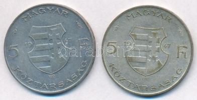 1947. 5Ft Ag "Kossuth" (2x) T:2-,3
