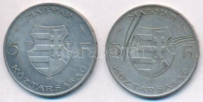 1947. 5Ft Ag "Kossuth" (2x) T:2-,3 k