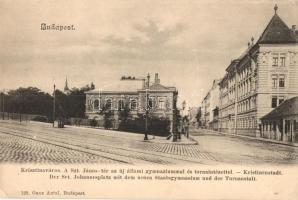 Budapest I. Krisztinaváros, A Szent János tér az új állami gimnáziummal és tornaintézettel. Ganz Antal 122. (EK)