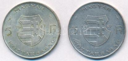 1947. 5Ft Ag "Kossuth" (2x) T:2- ph., patina