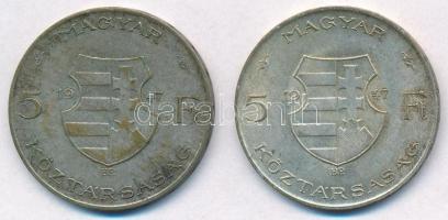 1947. 5Ft Ag "Kossuth" (2x) T:2-,3 patina