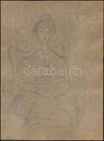 Gulácsy jelzéssel: Ülő nő, ceruza, karton, 38×28,5 cm