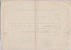 Német Harmadik Birodalom 1935. "Első Világháborús Érdemkereszt 1914-1918" adományozói okir...