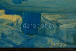 Mészáros László (1946-2013): Nagy László emlékére, olaj, farost, keretben, 42×33,5 cm