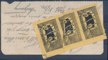 1926 Szociáldemokrata párt választási alapjára 10.000K függőleges 3-as csík papírlap darabon