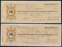 cca 1940 Váltók 10,24,36,48,60f címlettel, okmánybélyegekkel. Simontornya, Esztergom