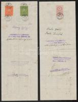 cca 1940 Váltók 10,24,36,48,60f címlettel, okmánybélyegekkel. Simontornya, Esztergom