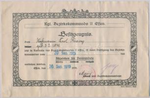 Német Birodalom / Weimari Köztársaság 1919. Sebesülési jelvény fekete fokozata adományozói okirata T:III German Empire / Weimar Republic 1919. Wound Badge, black awarding document C:F