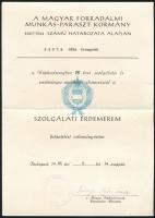 1966 Czinege Lajos vezérezredes, honvédelmi miniszter sokszorosított aláírása szolgálati érdemérem adományozó oklevélen, 24x17 cm