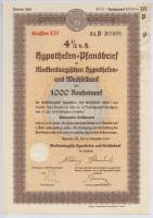 Német Harmadik Birodalom 1937-1941. 5db-os részvény és értékpapír tétel, hátoldalukra 1-1db Cseh-Morva Protektorátusi bélyeg ragasztva: Sächsische Zellwolle Aktiengesellschaft részvény 1000M-ról (2x) sorszámkövetők; Süddeutsche Boden-Creditbank 4%-os kölcsön kötvénye 1000M-ról; Medlenburgischen Hypotheken- und Wechselbank 4 1/2%-os kölcsön kötvénye 1000M-ról; Deutsche Centralbodenkredit-Aktiengesellschaft 4%-os kölcsön kötvénye 100M-ról T:II,II-