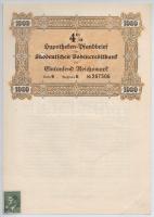 Német Harmadik Birodalom 1937-1941. 5db-os részvény és értékpapír tétel, hátoldalukra 1-1db Cseh-Mor...