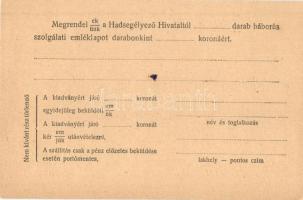 M. kir. Honvédelmi Minisztérium Hadsegélyező Hivatalának Propaganda és gyűjtőosztálya. Portómentes l...