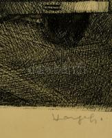 Varga Nándor Lajos (1895-1978): Betonútépítés, rézkarc, karton, jelzett, a karton foltos, 20x29 cm