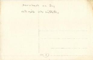 Gőzgép tutajon szállítása a Bug folyón egy motorcsónakkal (Motorboot) / WWI K.u.K. military, transpo...