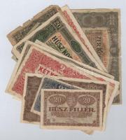 1920-1923. 13db-os vegyes magyar korona bankjegy tétel T:III-IV
