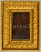 Lotz Károly (1833-1904): Kesergés. Olaj, vászon, kartonra ragasztva, jelzett, aranyozott fa keretben, 29x18 cm