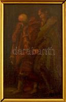 Lotz Károly (1833-1904): Kesergés. Olaj, vászon,  kartonra ragasztva, jelzett, aranyozott fa keretbe...