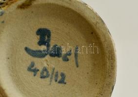 Dekoratív váza, mázas kerámia, jelzett, m: 19 cm