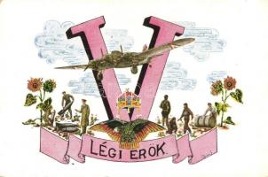 Légi erők / WWII Hungarian Air Forces art postcard, artist signed