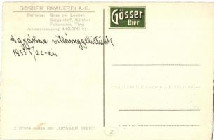 Gösser-Brauerei Actien Gesellschaft Vormals Max Kober. Göss bei Leoben / Gösser brewery advertisemen...