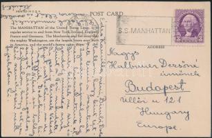 1936 SS Manhattan, luxury liner of the United States Lines + "S. S. MANHATTAN" (hajó pecsé...
