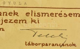 1933 Márton Lajos által tervezett cserkész elismerő oklevél a gödöllői jamboree előkészítésében kife...