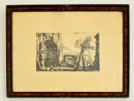 cca 1910 2 db Piranesi metszet későbbi reprodukciója. Mindkét nyomat üvegezett keretben + hozzá Graz...