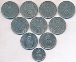 Vegyes: NSZK 1970-1990. 1M (7x) + Svájc 1973-1997. 1/2Fr + 1Fr (2xklf) T:2,2-
Mixed: FRG 1970-1990....