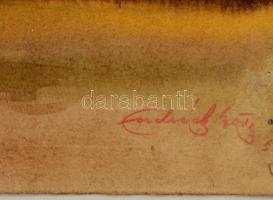 Endrédy György (1910-1988): Virágok az erkélyen. Akvarell, papír, jelzett, 51x36,5 cm