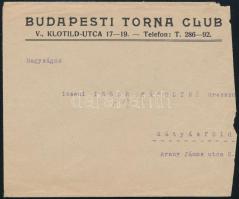 1928 a Budapesti Torna Club vezetőségének bocsánatkérő levele iszeni Iszer Károly (1861-1929) újságí...
