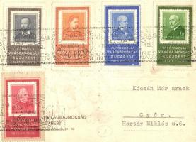 1935 Budapest, VI. Főiskolai Világbajnokság, szignós grafikai lap. Hátoldalon bélyegzések / 6th Coll...