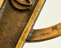 Percz János (1920-2000): Jézus fej. Bronz, jelzett, 28,5x13,5 cm