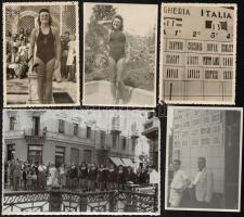 cca 1940 Zságot Irén (?-?) úszónő fényképei olaszországi versenyről, összesen 8 db, különböző méretben