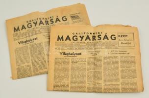 1964 Californai Magyarság 2 száma, XXXXII. 34.,40. számok./ 1964 Two number of Californa Hungarians, XXXXII. 34.,40. numbers, in Hungarian languages.