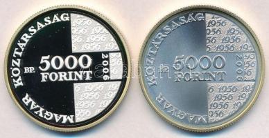 2006. 5000Ft Ag "1956-os forradalom 50. évfordulója" tanúsítvánnyal (2xklf) T:PP,BU