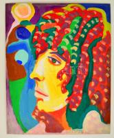 Cs. Németh Miklós (1934-2012): Női fej, tempera, karton, jelzett, 61×50 cm